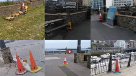 Andrew Bentley A composite of cones on pathways and verges in and around Douglas