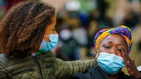 Demonstrators during an anti-racism meeting on the Abdijplein, in Middelburg, the Netherlands, 8 June 2020