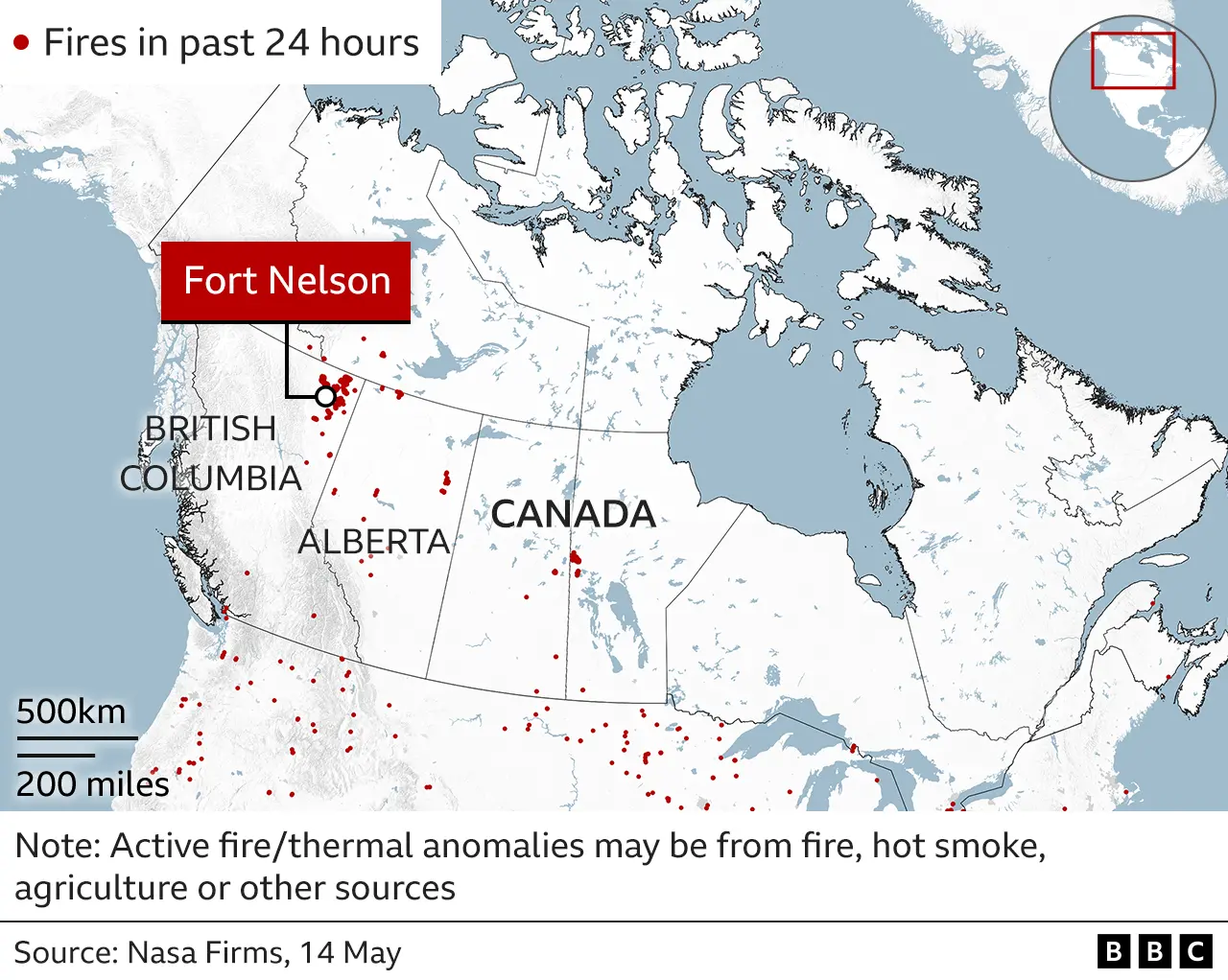 Chart showing fires in the last 24 hours