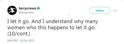 Twitter "I let it go. And I understand why many women who this happens to let it go. (10/cont.)"