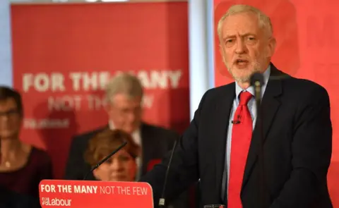 Getty Images Labour Party leader Jeremy Corbyn speaks at an election campaign event in Basildon