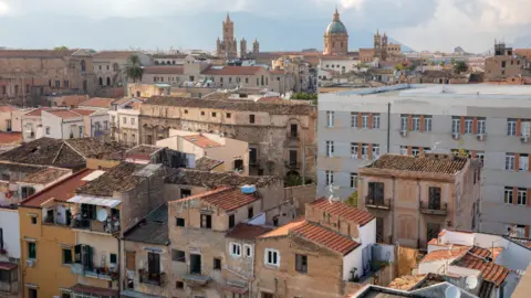 Kate Stanworth Aerial view of the multicultural neighbourhood of Ballarò in Palermo, Sicily, Italy