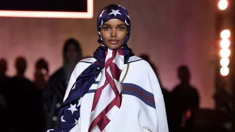 Getty Images Halima Aden at the Tommy Hilfiger runway