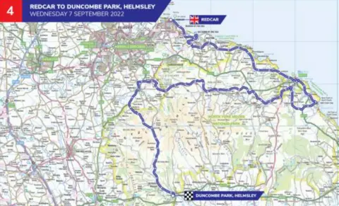 Tour of Britain Tour of Britain stage 4 route