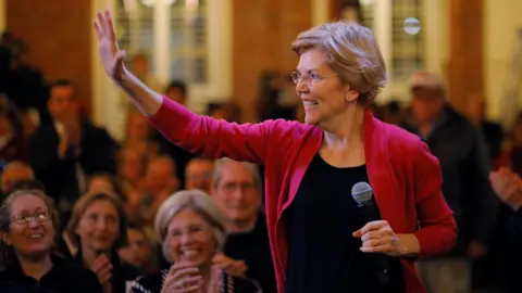 Reuters Potential 2020 U.S. Democratic presidential candidate and U.S. Senator Elizabeth Warren (D-MA) takes the stage at an Organizing Event in Claremont, New Hampshire, U.S., January 18, 2019.