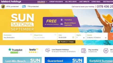 Screengrab Teletext Holidays website
