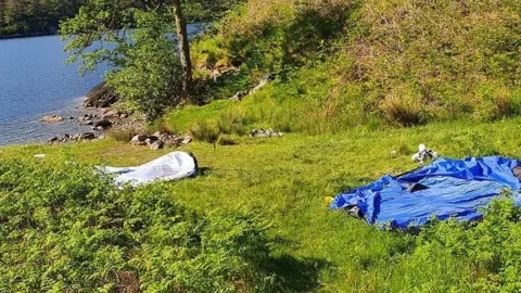 Police Scotland Abandoned tents at Loch Arkaig in Lochaber