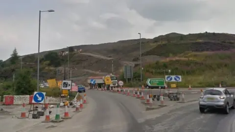 Google Map The King Street roundabout at Brynmawr