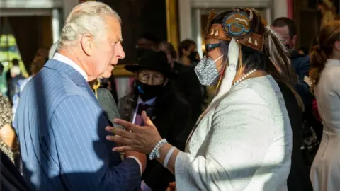 Pool/Reuters Prince Charles meets Assembly of First Nations (AFN) national chief RoseAnne Archibald at a reception hosted by Governor General of Canada Mary Simon and Canada"s Prime Minster Justin Trudeau, in Ottawa, Canada.