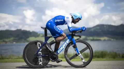 Gian Ehrenzeller/EPA Welay Hagos Berhe from Ethiopia of Team Jayco Alula in action during the first stage of the 86th Tour de Suisse UCI ProTour cycling race, Einsiedeln, Switzerland - Sunday 11 Jun 2023