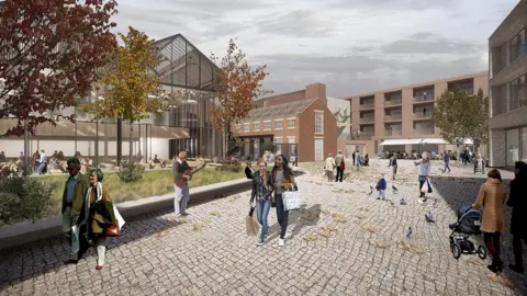 Nuneaton and Bedworth Council Artist's impression of New Square at the heart of the Abbey Street redevelopment