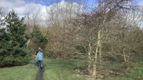 Pinewoods Conservation Group Walking through part of Rotary Wood