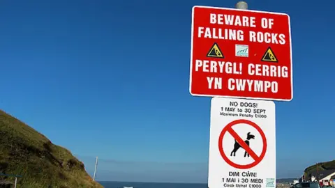 Warning at Welsh beach