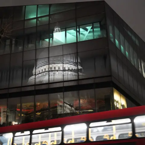 Rachel Hain  St Paul's cathedral reflected in a building