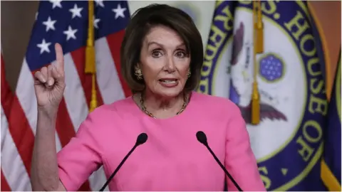 Getty Images The video of Nancy Pelosi had been slowed by 25%