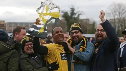 Getty Images Maidstone United captain Gavin Hoyte celebrates winning in the third round of the FA Cup