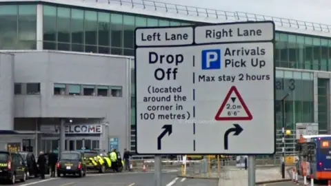Google Road sign at Manchester Airport