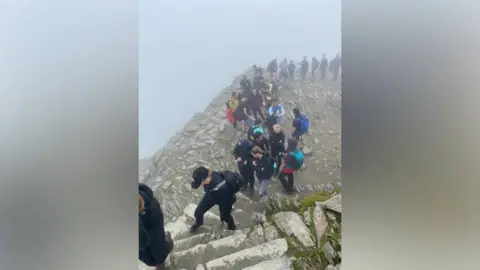 Queue on Snowdon midday on Sunday