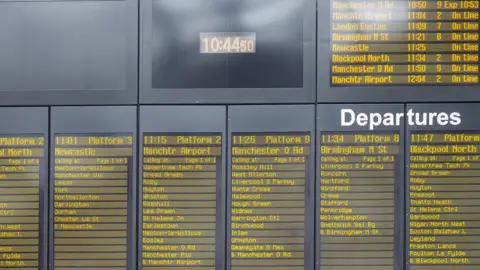 Getty Images Board at railway station