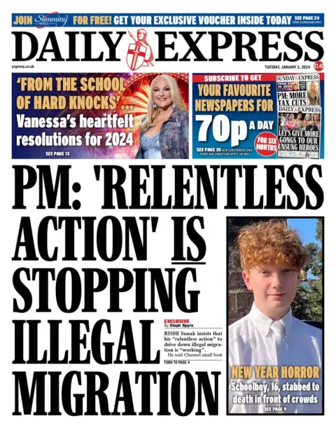 Daily Express front page, 2 January