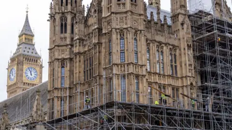 Getty Images Scaffolding on Parliament in November 2022