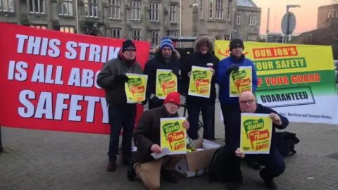 Northern workers picket outside Carlisle station in January 2018