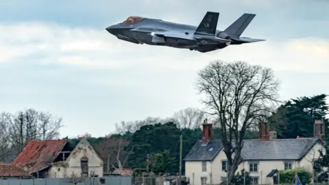 Jet fighter taking off at RAF Lakenheath airbase