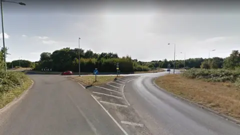 Google  Kirton Road, at the roundabout with the junction of the A14 eastbound off-slip