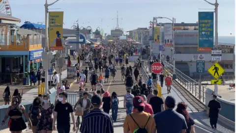 Getty Images LA's Santa Monica Pier, pictured in April 2021