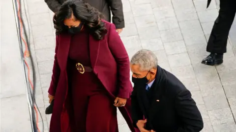 Getty Images Former First Lady Michelle Obama and former US President Barack Obama at the inauguration