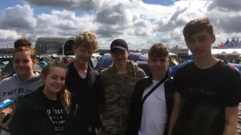 BBC News Tom, Joe, Will, Sam, Ellie, and Jodie at Y Not