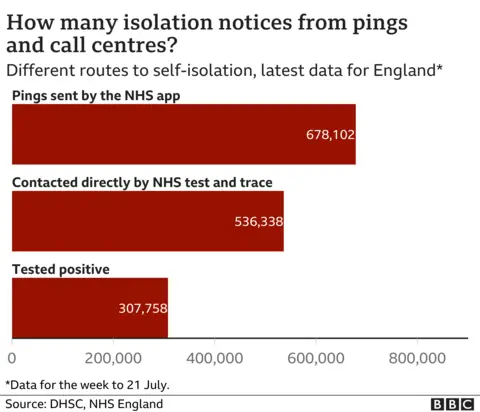 Breakdown of where the self isolation alerts come from