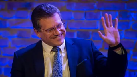 AFP Maros Sefcovic, takes part in a public debate organised by Slovak daily Dennik N in Bratislava, 11 March 2019