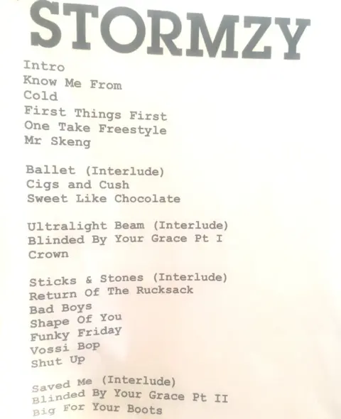 Stormzy's setlist