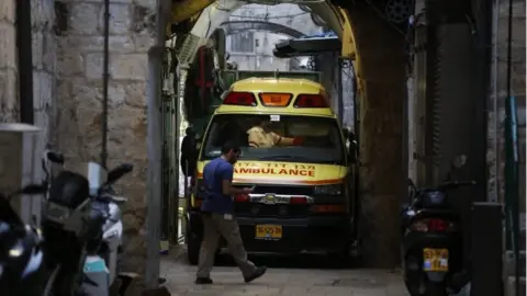 EPA Ambulance at scene of stabbing in Jerusalem's Old City (18/03/18)