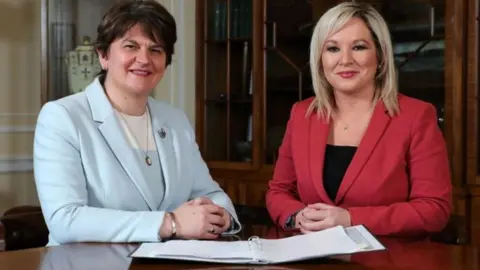 KELVIN BOYES/PRESS EYE/PA WIRE Arlene Foster and Michelle O'Neill