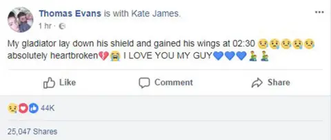 Facebook Tom Evans Facebook post