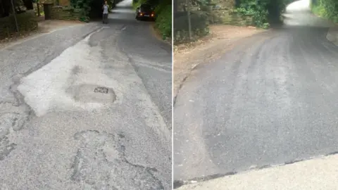 Bernadette Rick/BBC Willersley Lane Cromford Derbyshire bike crash