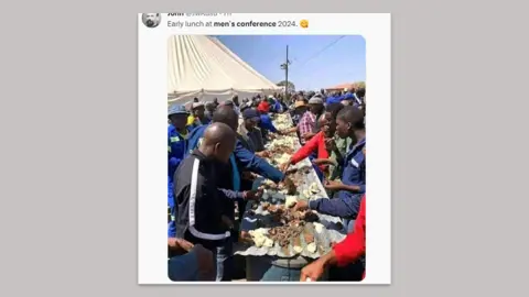 X Screen grab of tweet showing mean eating meat