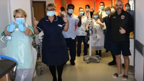 Mid Yorkshire NHS Hospital Trust Brendan Sheridan leaving Pinderfields Hospital