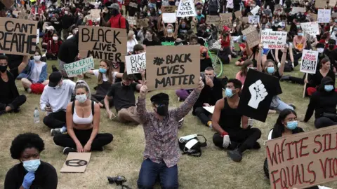 Getty Images Protesters in London's Hyde Park