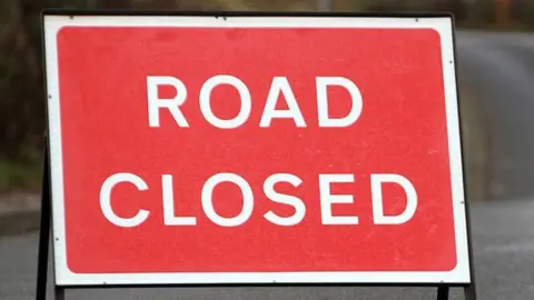 BBC A road closed sign