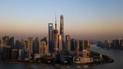 Getty Images Shanghai skyline at dusk.