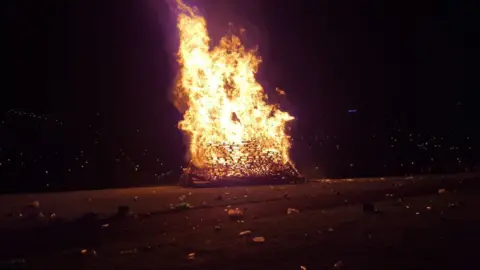 BBC A bonfire in Londonderry in 2017