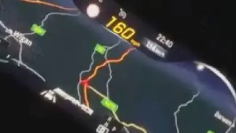 Lancashire Police Still taken from Facebook video of speedometer showing 160mph