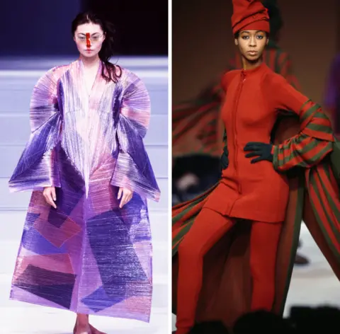 Getty Images Models at Issey Miyake fashion shows in Paris, France, in 1994 and 1986
