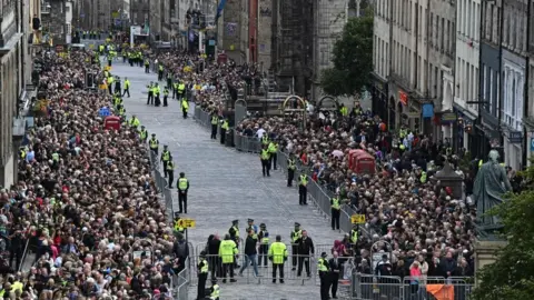 Getty Images Crowds on the Royal Mile