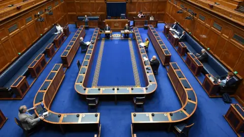 NI ASSEMBLY Members of the Committees for the Executive Office, Economy and Finance met in the Assembly chamber on Wednesday