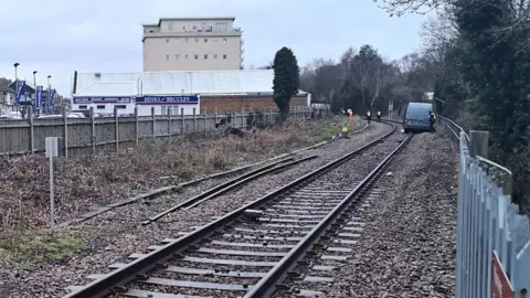 British Transport Police Van on tracks