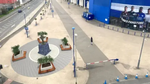 Leicester City Statue, aerial view